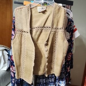 Vintage Hide Vest with Button Detail